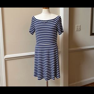 WHBM - Off the shoulder one piece Dress with Nautical Stripes